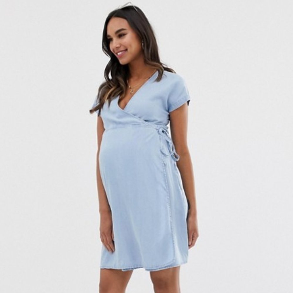 ASOS DESIGN Maternity Denim Wrap Dress
